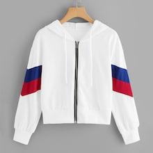 Shein Cut And Sew Sleeve Zip Up Hoodie