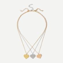 Shein Letter Engraved Heart Pendant Necklace Set 3pcs