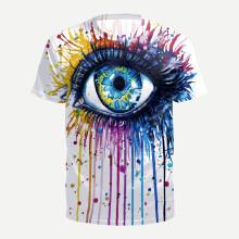 Shein Men Paint Drip And Eye Print Tee