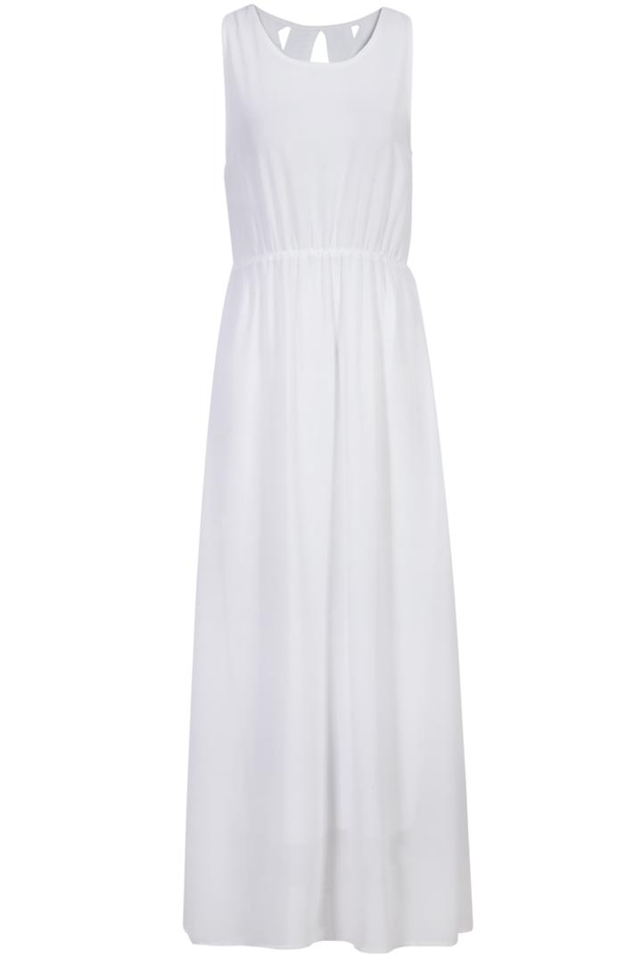 Shein White Sleeveless Hollow Pleated Dress