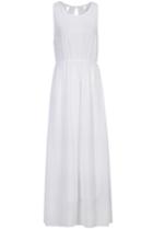 Shein White Sleeveless Hollow Pleated Dress