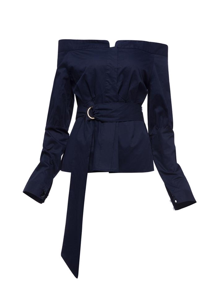 Shein Off Shoulder Tie Waist Blouse