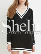 Shein Black Color Block Trims Shift Dress