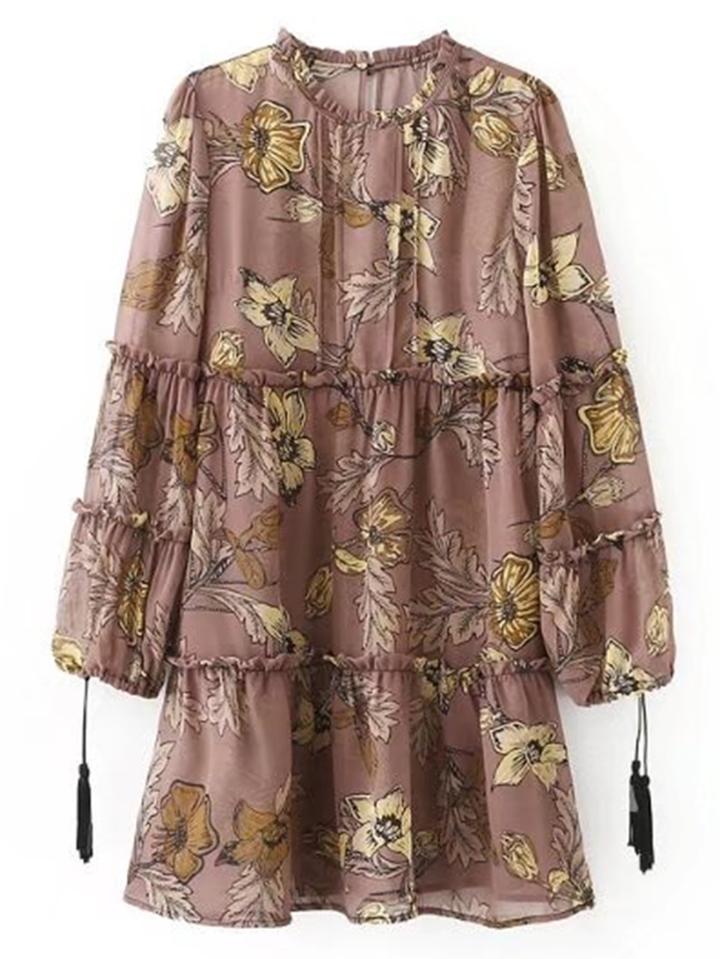 Shein Frill Trim Shift Dress With Fringe
