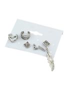 Shein 6 Pcs/set Antique Silver Mixed Styles Ear Cuff Stud Earrings Set