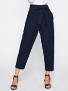 Shein Bow Tie Waist Box Pleated Peg Pants