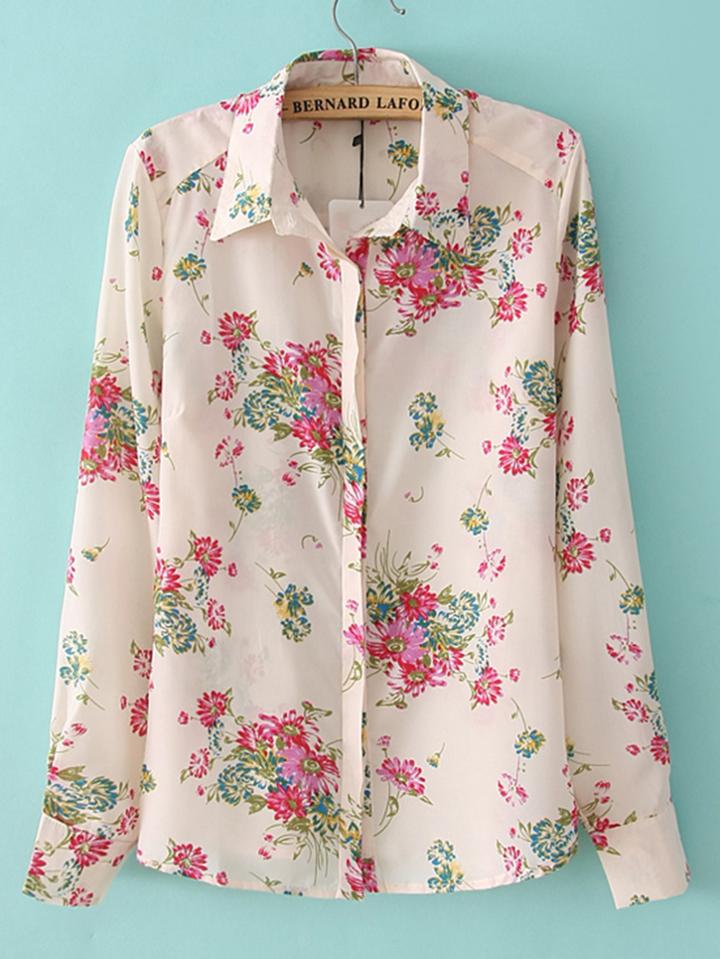 Shein Hidden Button Floral Blouse