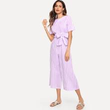 Shein Striped Romper With Belt