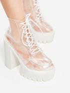 Shein Clear Lace Up Chunky Heeled Ankle Boots