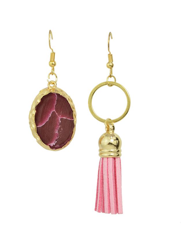 Shein Latest Design Resin Stone Tassel Drop Earrings