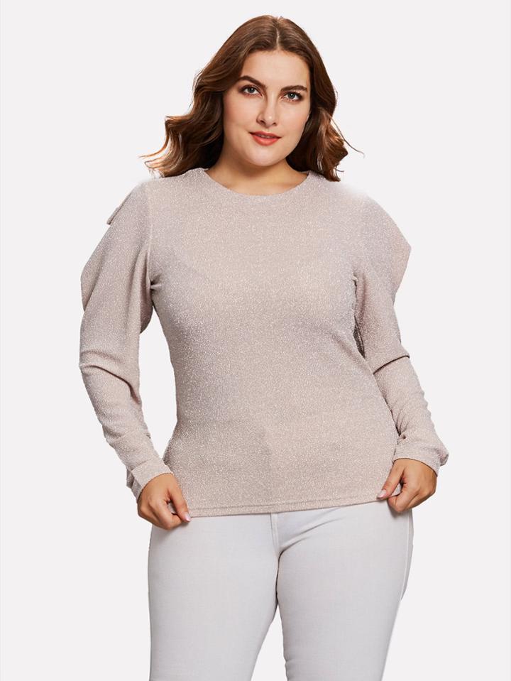 Shein Leg-of-mutton Sleeve Keyhole Back Tee