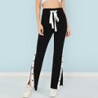 Shein Buttoned Contrast Sideseam Pants