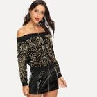 Shein Off Shoulder Contrast Sequin Jacket