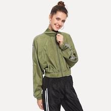 Shein Elastic Hem Zip Up Crop Jacket