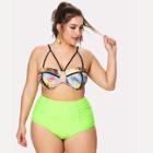 Shein Plus Tropical Print Ruched Bikini Set
