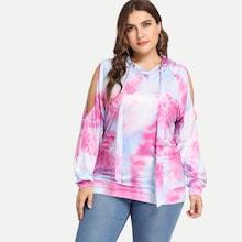 Shein Plus Raglan Sleeve Tie Dye Hoodie