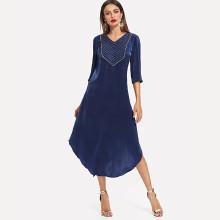 Shein Contrast Tipping Stitched Neck Dress