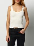 Shein White Straps Ribbed Knit Cami Top