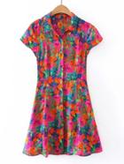 Shein Cap Sleeve Floral Print A Line Dress