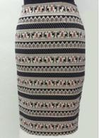 Rosewe Knee Length Deer Print Back Slit Skirt