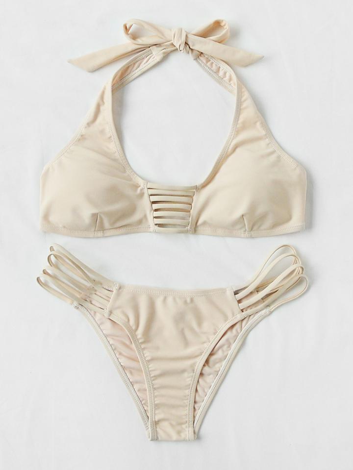 Shein Ladder Cut Out Tie Neckline Bikini Set