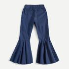 Shein Flounce Hem Plain Denim Jeans