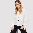 Shein Round Neck Buttoned Blouse