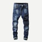Shein Men Destroyed Embroidery Jeans