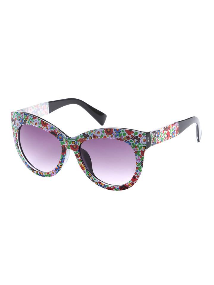 Shein Multicolor Floral Print Frame Large Lens Sunglasses
