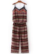 Shein Multicolor Spaghetti Strap Printed Siamese Trousers