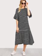 Shein Tiered Hem Striped Dress