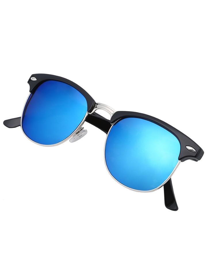 Shein Browline Frame Blue Lenses Sunglasses