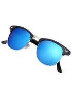 Shein Browline Frame Blue Lenses Sunglasses