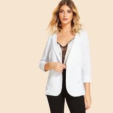 Shein Solid V Neck Blazer