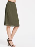 Shein Olive Green Pleated Midi Skirt