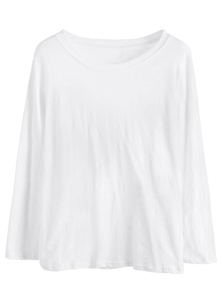 Shein White Long Sleeve T-shirt