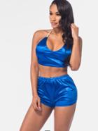 Shein Satin Bandeau Halter Top With Shorts