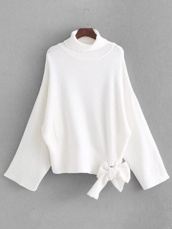 Shein Bow Tie Turtleneck Sweater