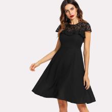 Shein Ruffle Trim Lace Sweetheart Dress