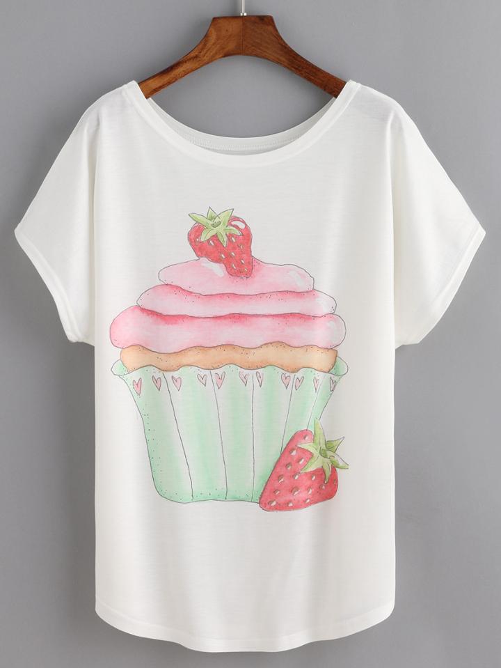 Shein Strawberry Cake Print T-shirt