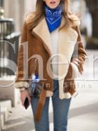 Shein Camel Faux Shearling Lining Suede Buckle Coat