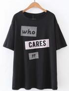 Shein Slogan Print Short Sleeve T-shirt