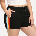 Shein Plus Rainbow Stripe Tape Side Drawstring Shorts