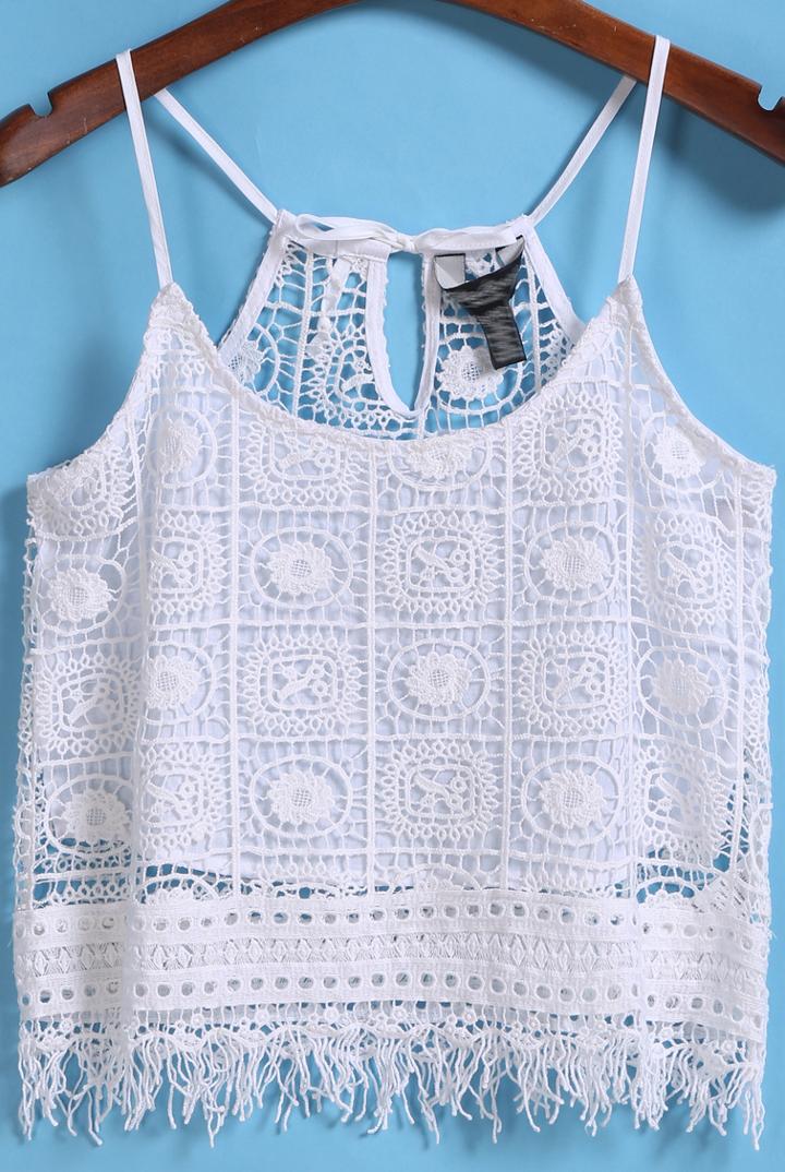 Shein White Spaghetti Strap Lace Cami Top