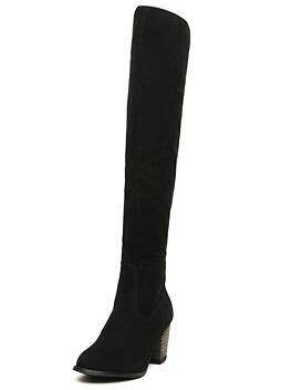 Shein Black Chunky Heel Zipper High Boots