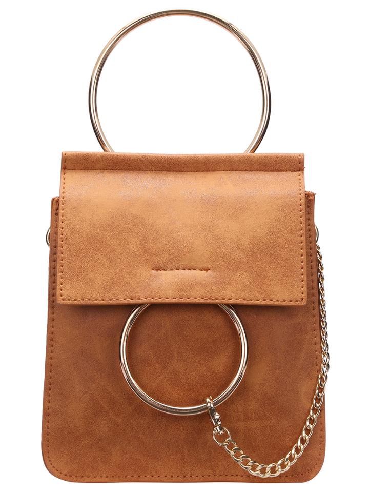 Shein Brown Metal Chain Pu Shoulder Bag