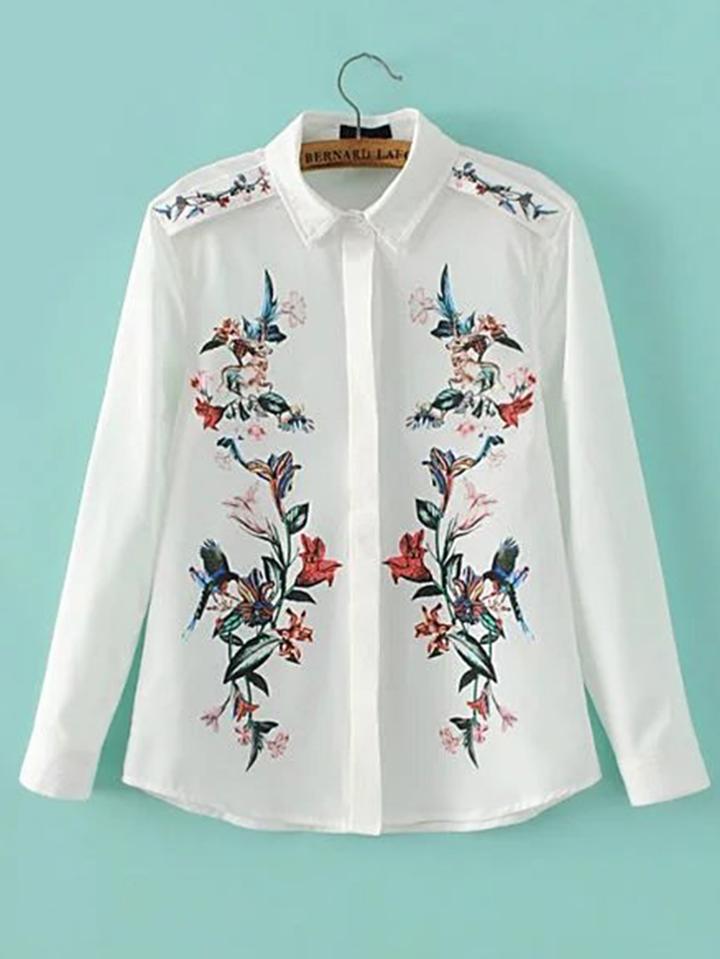 Shein Long Sleeve Floral Tunic Top