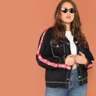 Shein Plus Lettering Tape Detail Jacket