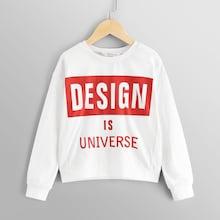 Shein Girls Drop Shoulder Letter Print Pullover