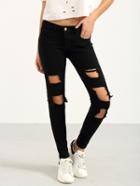 Shein Ripped Black Denim Skinny Jeans